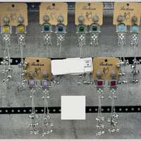 Raj Imitation Oxidised Plated Pota Stone And Ghungroo Kashmiri Dangler Earrings for Women (Pack of 18)