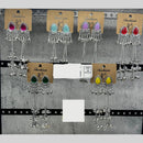Raj Imitation Oxidised Plated Pota Stone And Ghungroo Kashmiri Dangler Earrings for Women (Pack of 18)