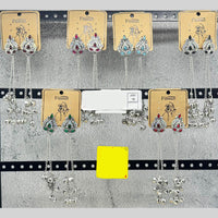 Raj Imitation Oxidised Plated Pota Stone And Ghungroo Kashmiri Dangler Earrings for Women (Pack of 15)