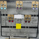 Raj Imitation Oxidised Plated Pota Stone And Ghungroo Kashmiri Dangler Earrings for Women (Pack of 12)