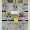 Raj Imitation Oxidised Plated Pota Stone And Ghungroo Kashmiri Dangler Earrings for Women (Pack of 12)