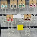 Raj Imitation Silver Plated Pota Stone And Ghungroo Kashmiri Dangler Earrings for Women (Pack of 12)