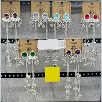 Raj Imitation Silver Plated Pota Stone And Ghungroo Kashmiri Dangler Earrings for Women (Pack of 16)