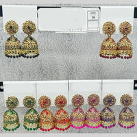 Raj Imitation Traditional Austrian Stone And Pearl Jhumki Earrings for Women (Set of 36)