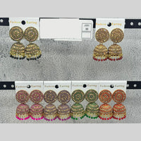 Raj Imitation Traditional Austrian Stone And Pearl Jhumki Earrings for Women (Set of 30)