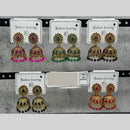 Raj Imitation Traditional Pota Stone And Austrian Pearl Jhumki Earrings for Women (Set of 24)