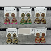 Raj Imitation Traditional Pota Stone And Austrian Pearl Jhumki Earrings for Women (Set of 24)