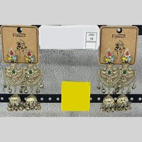Raj Imitation Traditional Pota Stone And Pearl Ghungroo Jhumki Earrings for Women (Pack of 12)
