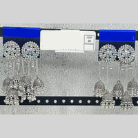 Raj Imitation Oxidised Austrian Stone And Pearl Jhumki Earrings (Set of 20)