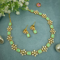 Tanish Art Jewellery Classic Pota Stone With Matching Earrings Necklace Set