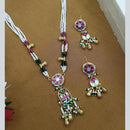 Tanish Art Jewellery Royal Kundan Stones And Pearls Meenakari Long Necklace Set