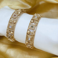 Tanish Art Jewellery Traditional Pota Stone And Pearl Bangles Set for Women