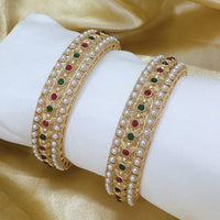 Tanish Art Jewellery Traditional Pota Stone And Pearl Bangles Set for Women