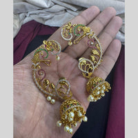 Tanish Art Jewellery Gold Plated Pota Stone And Beads Jhumki Earrings
