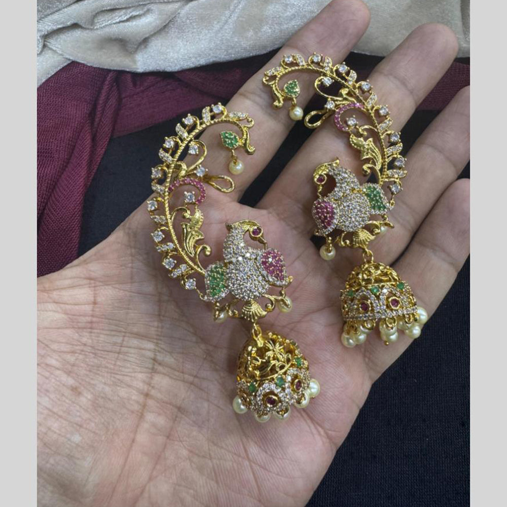 Tanish Art Jewellery Gold Plated Pota Stone And Beads Jhumki Earrings