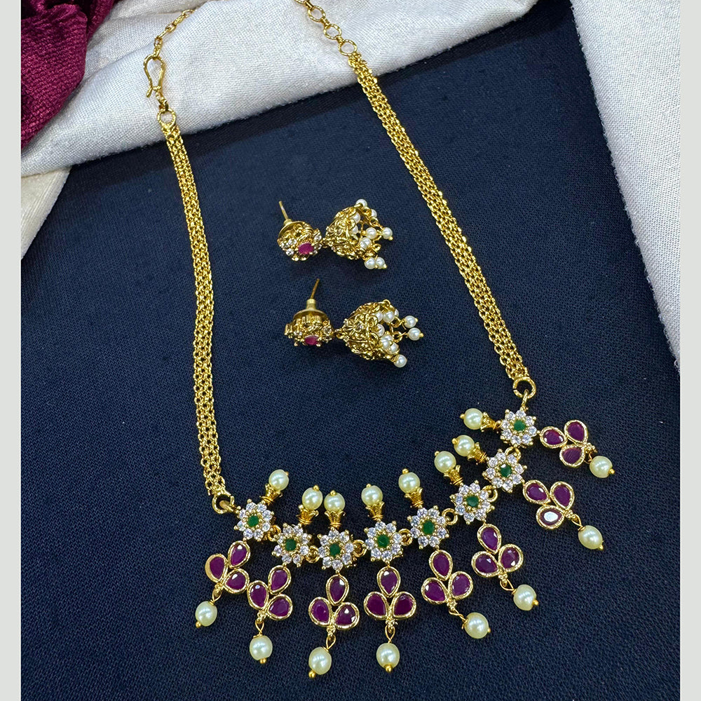 Tanish Art Jewellery Festive Light Pota And Austrain Stone Pearl Grand Looks Necklace Set