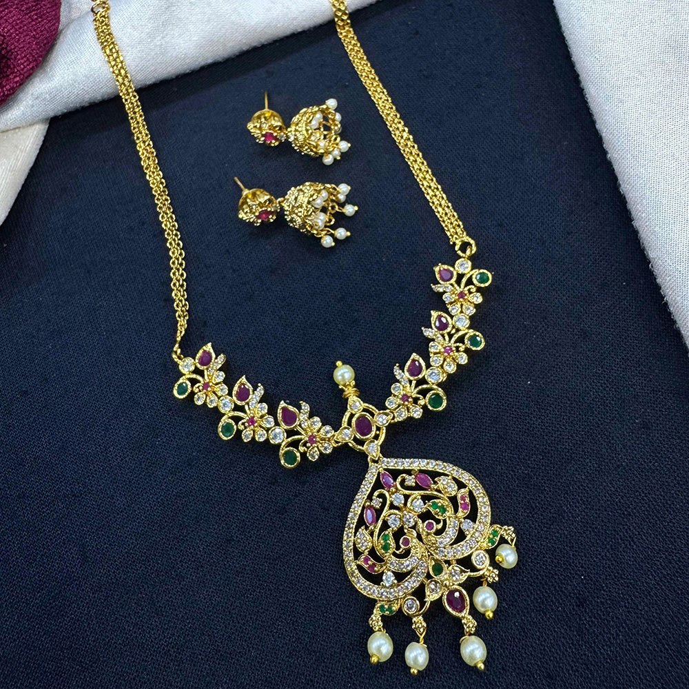 Tanish Art Jewellery Festive Light Pota And Austrain Stone Pearl Grand Looks Necklace Set