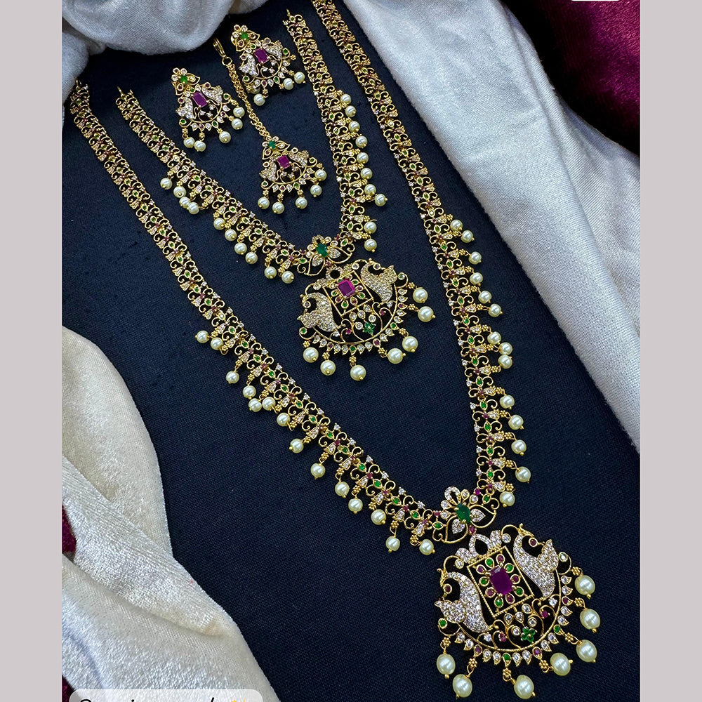 Tanish Art Jewellery Imperial Glow Austrain Stone And Pearl Double Glamour Necklace Set