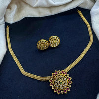 Tanish Art Jewellery Royal Bloom Pota And Austrain Stone Necklace Set For Festive Glam 
