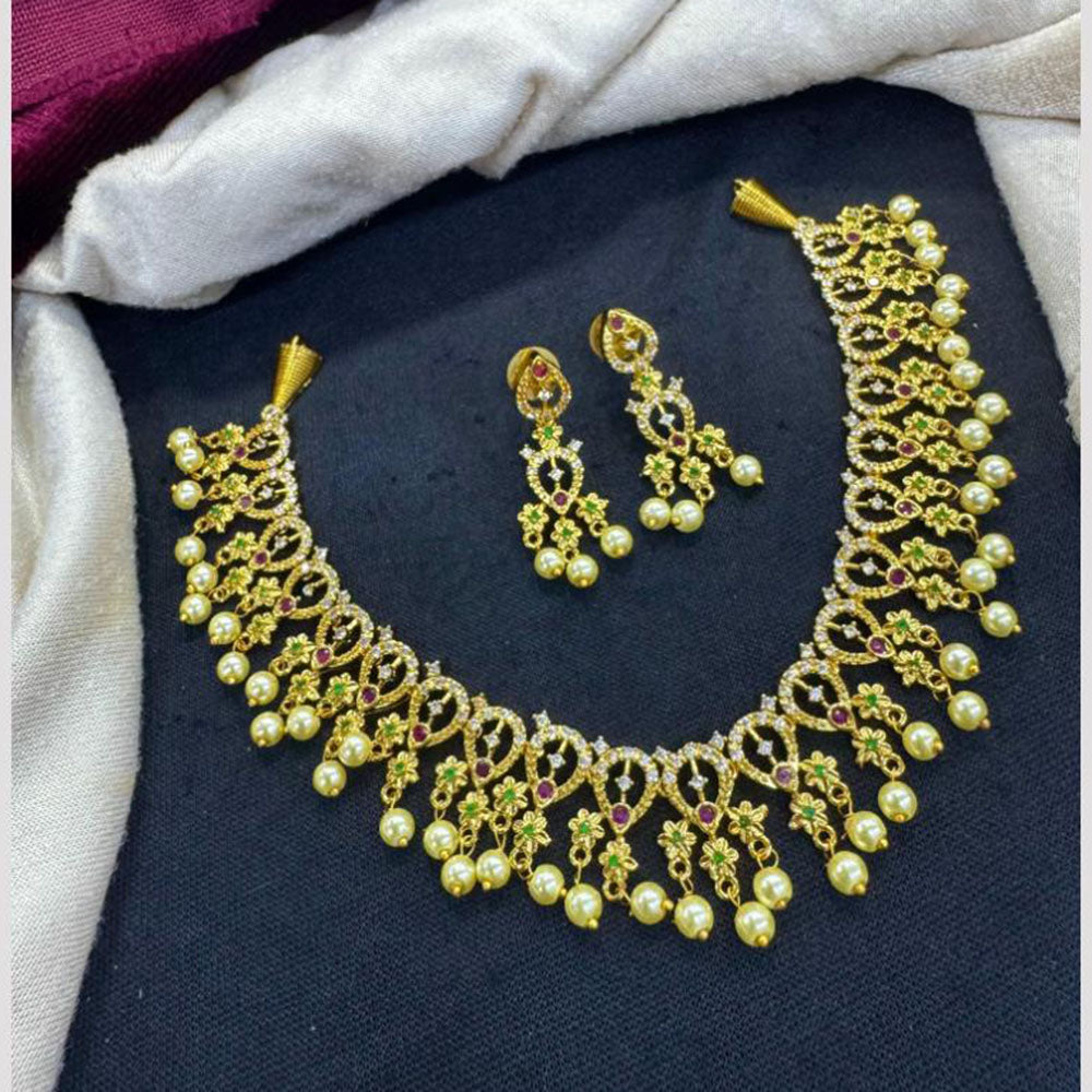 Tanish Art Jewellery Glow And Grace Pota And Austrain Stone Pearl Necklace Set