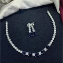 Tanish Art Jewellery Rhodium Plated Glamorous American Diamond Necklace Set