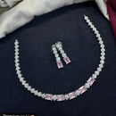 Tanish Art Jewellery Rhodium Plated Glamorous American Diamond Necklace Set