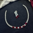 Tanish Art Jewellery Rhodium Plated Glamorous American Diamond Necklace Set