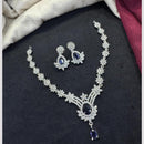 Tanish Art Jewellery Rhodium Plated Glamorous American Diamond Necklace Set
