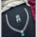 Tanish Art Jewellery Rhodium Plated Glamorous American Diamond Necklace Set