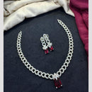 Tanish Art Jewellery Rhodium Plated Glamorous American Diamond Necklace Set