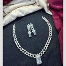 Tanish Art Jewellery Rhodium Plated Glamorous American Diamond Necklace Set