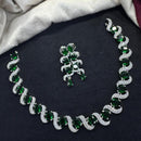 Tanish Art Jewellery Rhodium Plated Glamorous American Diamond Necklace Set