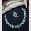 Tanish Art Jewellery Rhodium Plated Glamorous American Diamond Necklace Set