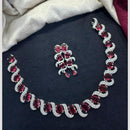 Tanish Art Jewellery Rhodium Plated Glamorous American Diamond Necklace Set