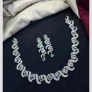 Tanish Art Jewellery Rhodium Plated Glamorous American Diamond Necklace Set