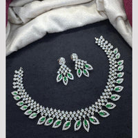Tanish Art Jewellery Rhodium Plated Glamorous American Diamond Necklace Set