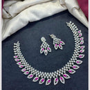 Tanish Art Jewellery Rhodium Plated Glamorous American Diamond Necklace Set