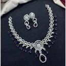 Tanish Art Jewellery Rhodium Plated Glamorous American Diamond Necklace Set