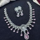 Tanish Art Jewellery Rhodium Plated Glamorous American Diamond Necklace Set