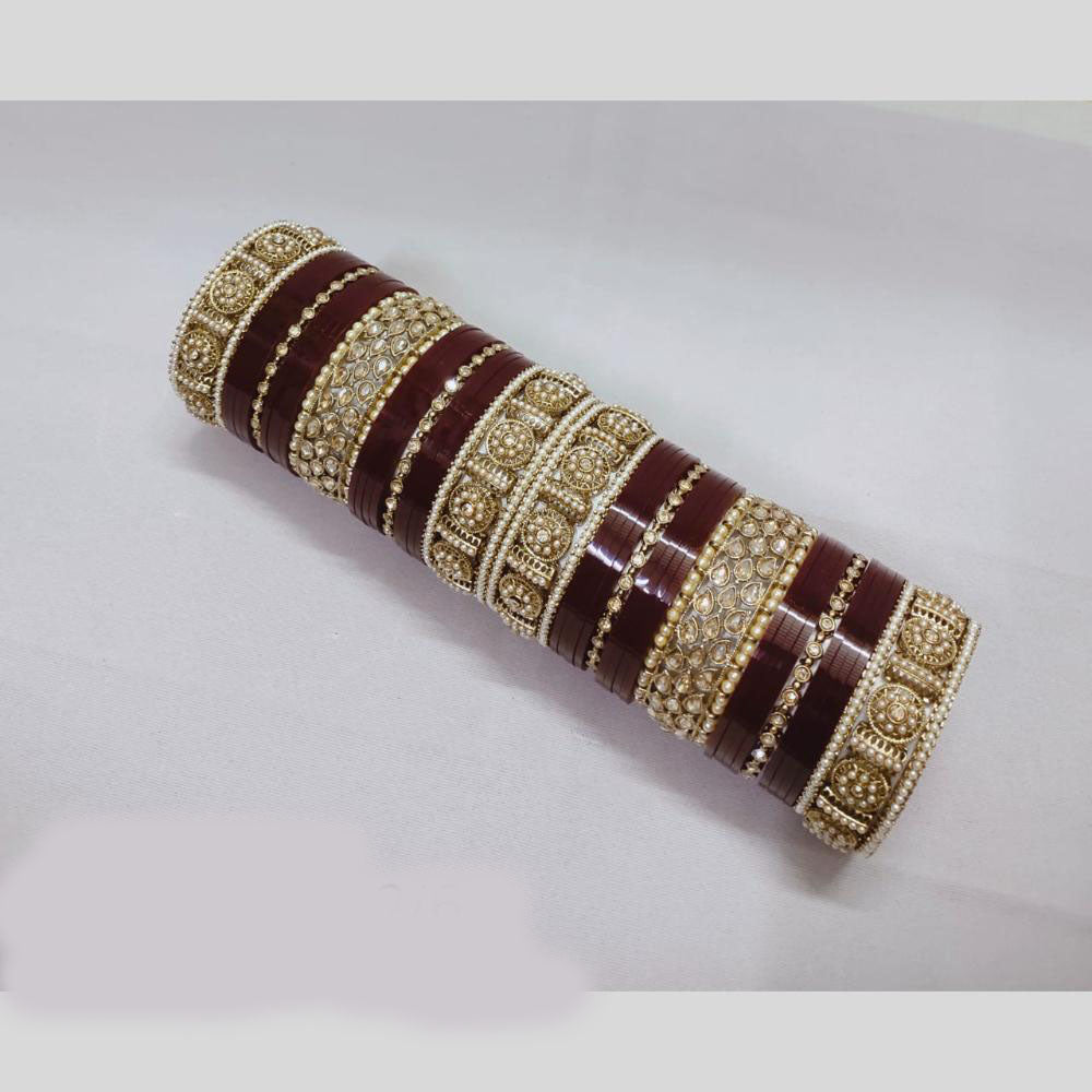 Tanish Art Jewellery Austrian Stone And Pearl Acrylic Bridal Bangles Set