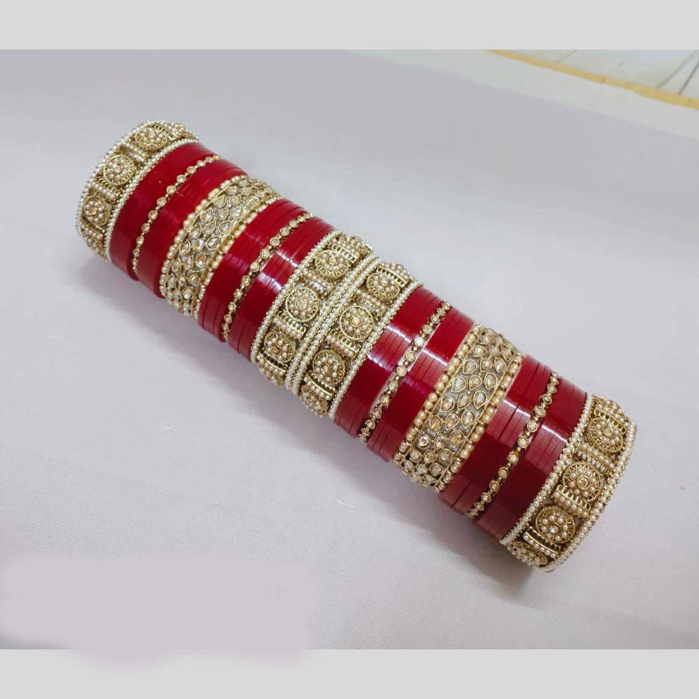 Tanish Art Jewellery Austrian Stone And Pearl Acrylic Bridal Bangles Set