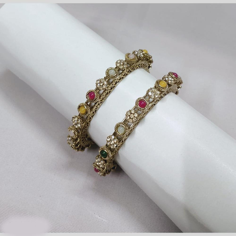 Tanish Art Jewellery Premium Austrian Stone with Pota Design Bangles Set