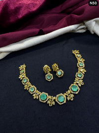 Tanish Art Jewellery Elegant Glow AD And Austrain Stone Necklace Set