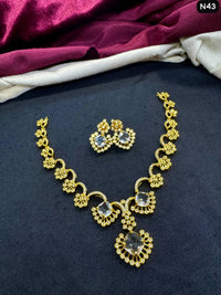 Tanish Art Jewellery Elegant Glow AD And Austrain Stone Necklace Set