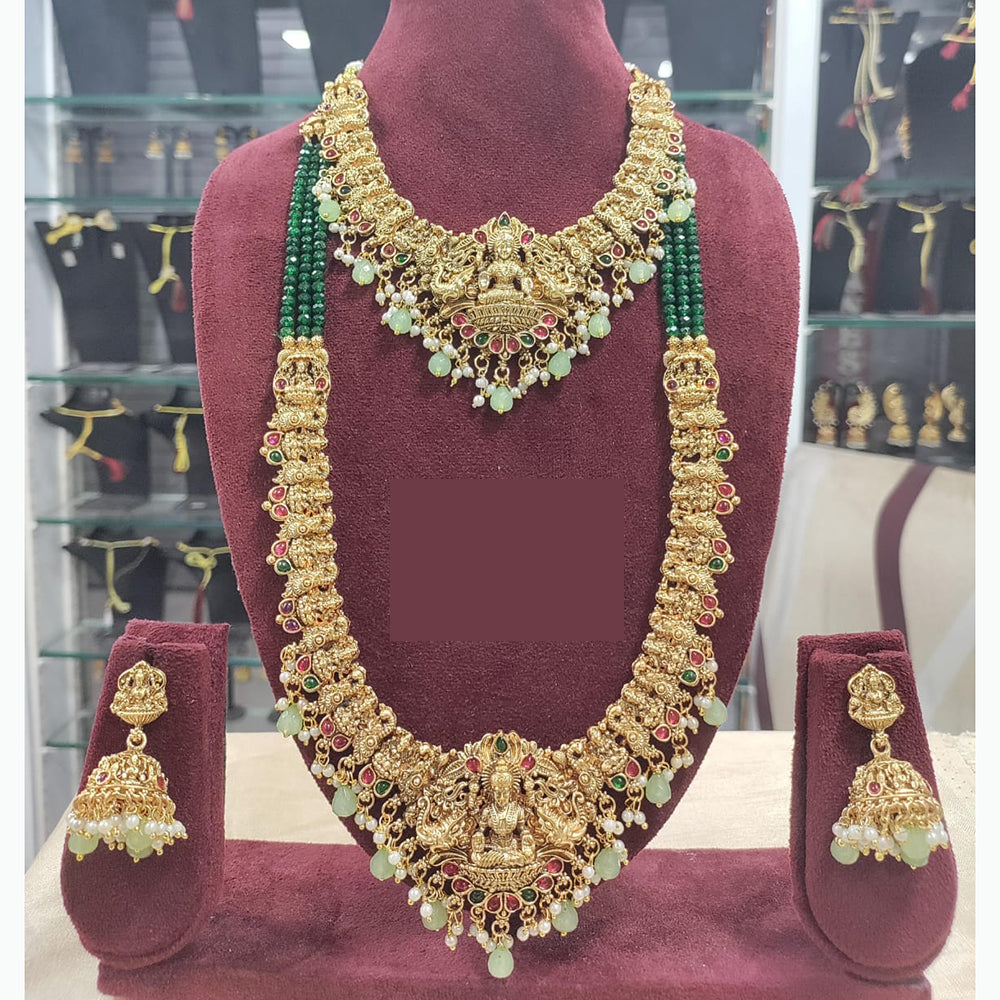 Tanish Art Jewellery Divine Beauty Pota And Pearl Temple Necklace Set