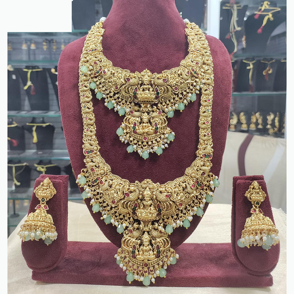 Tanish Art Jewellery Divine Beauty Pota And Pearl Temple Necklace Set