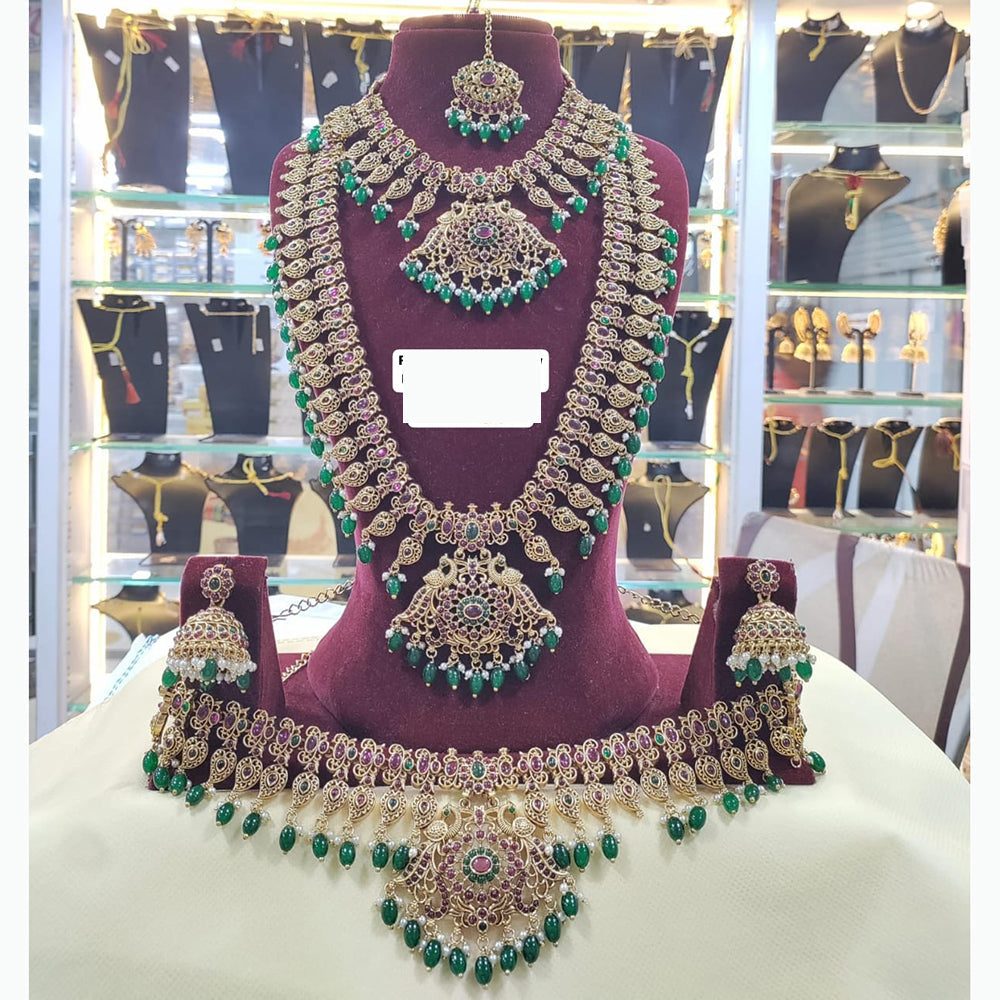 Tanish Art Jewellery Divine Beauty Pota And Pearl Temple Necklace Set