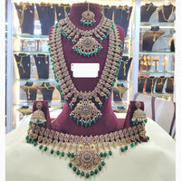 Tanish Art Jewellery Divine Beauty Pota And Pearl Temple Necklace Set