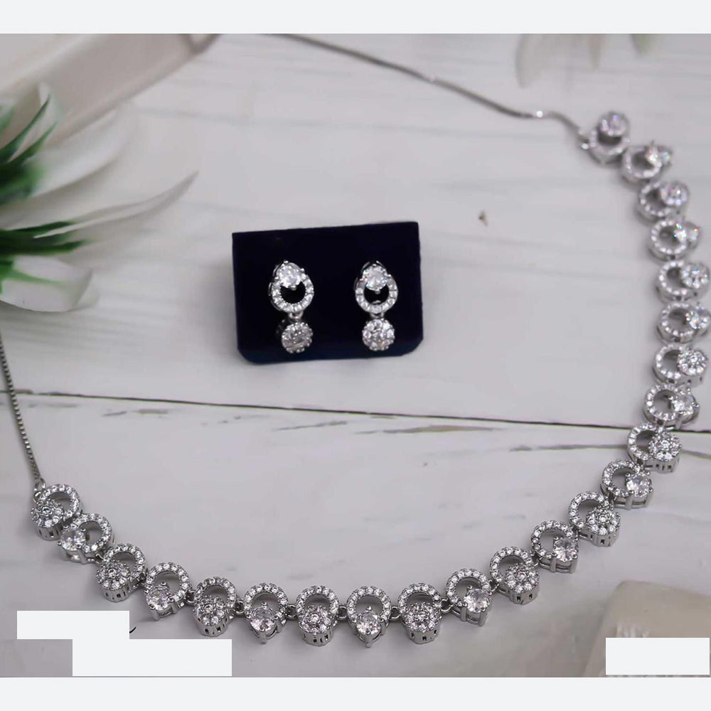 Tanish Art Jewellery Mid Night Glow Austrain Stone Party Wear Necklace Set