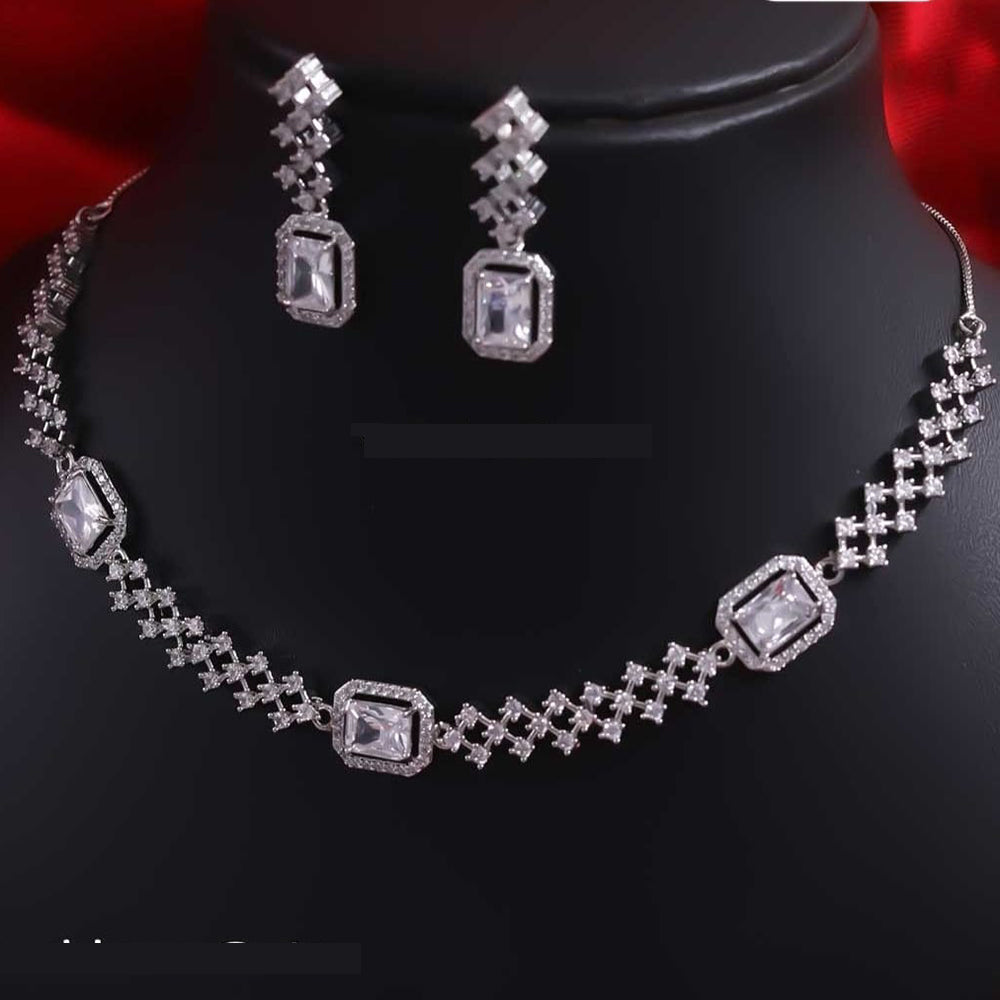 Tanish Art Jewellery Glam Spark American Diamonds Statement Necklace Set